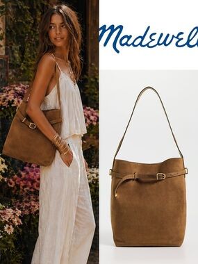 Madewell Suede Belted Essentials Bucket Tote